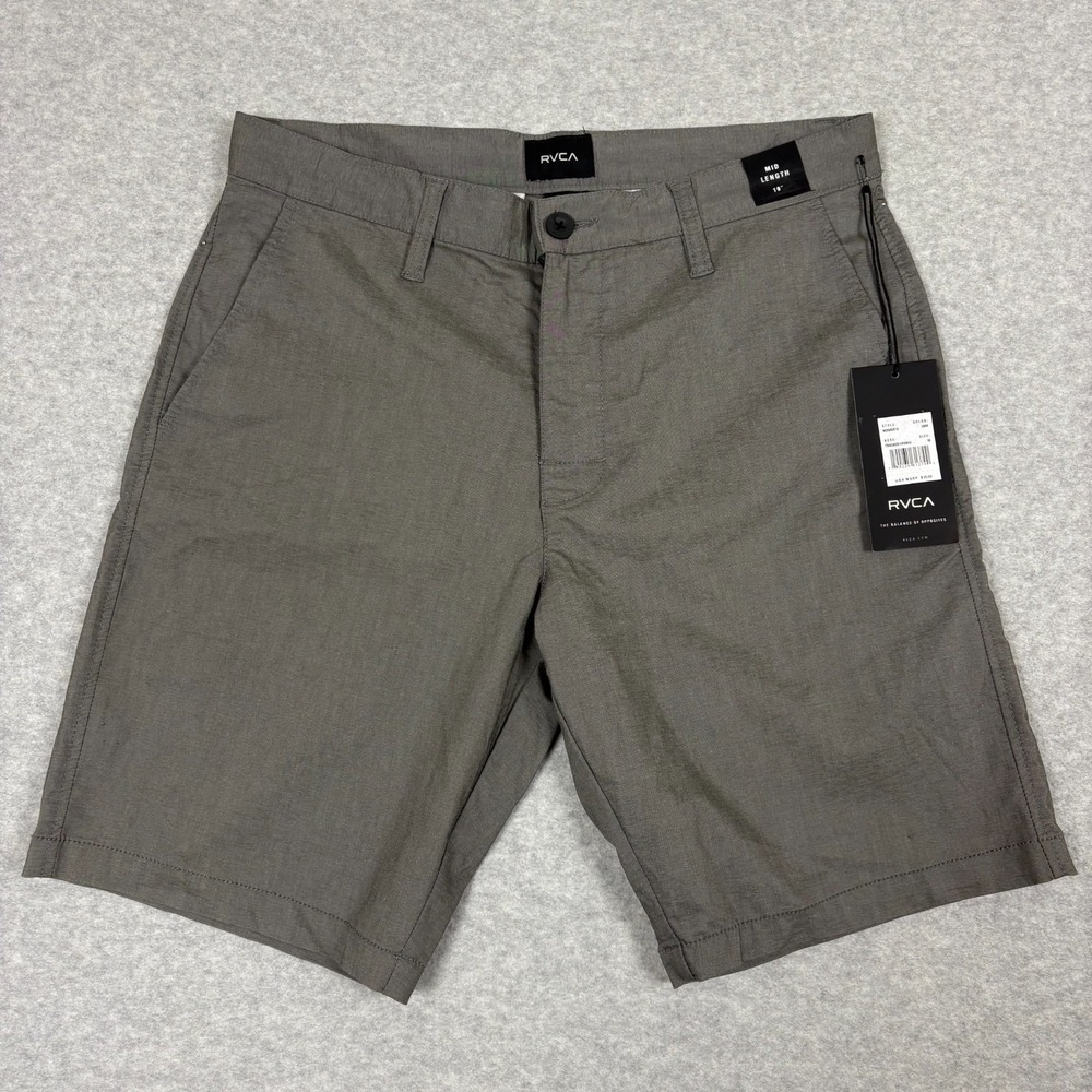 RVCA Tracker Hybrid Shorts Mens 30 Gray Stretch Surf Golf Chino M202ORTO